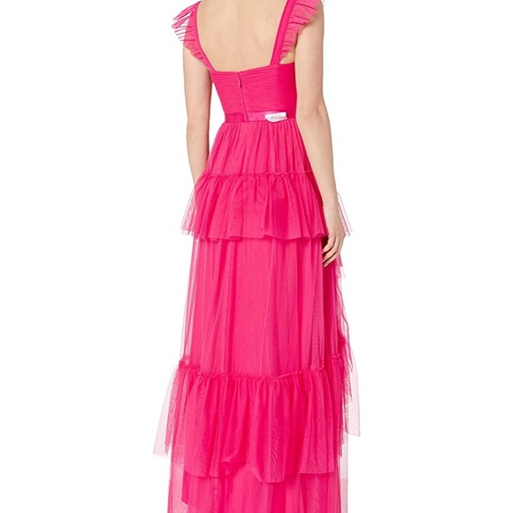 bcbg tulle gown flamingo pink
